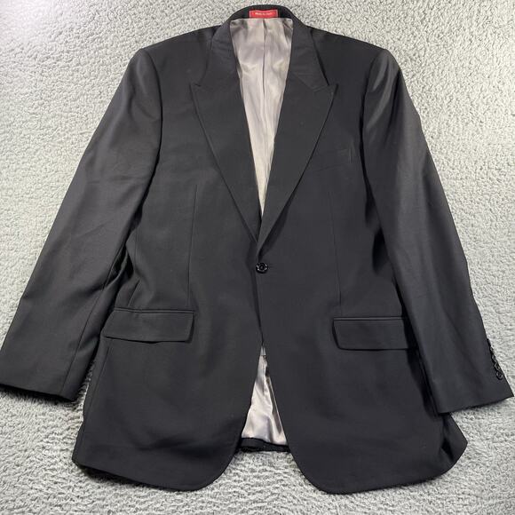 Tiglio Rosso Suit Jacket Mens 44L Black Super 150s Italian Made Italy Blazer - Picture 1 of 13